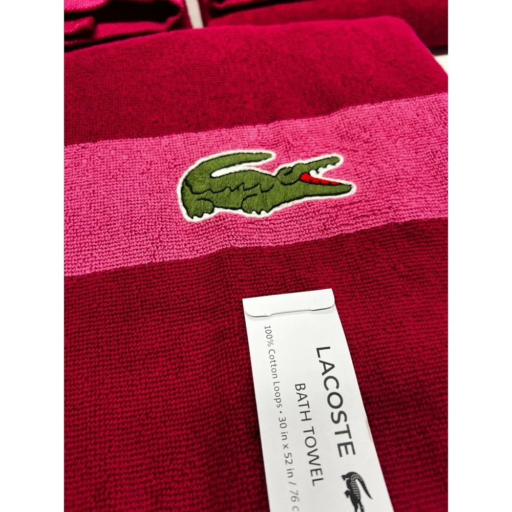 Lacoste‎ Pink Bath Towel 4 Pack 100% Cotton 30